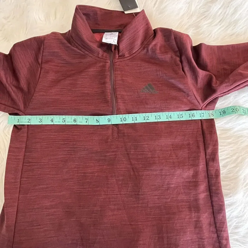 NWT Adidas Men's Climalite 1/4‎ Zip Pullover Red Activewear Jacket Size S $45